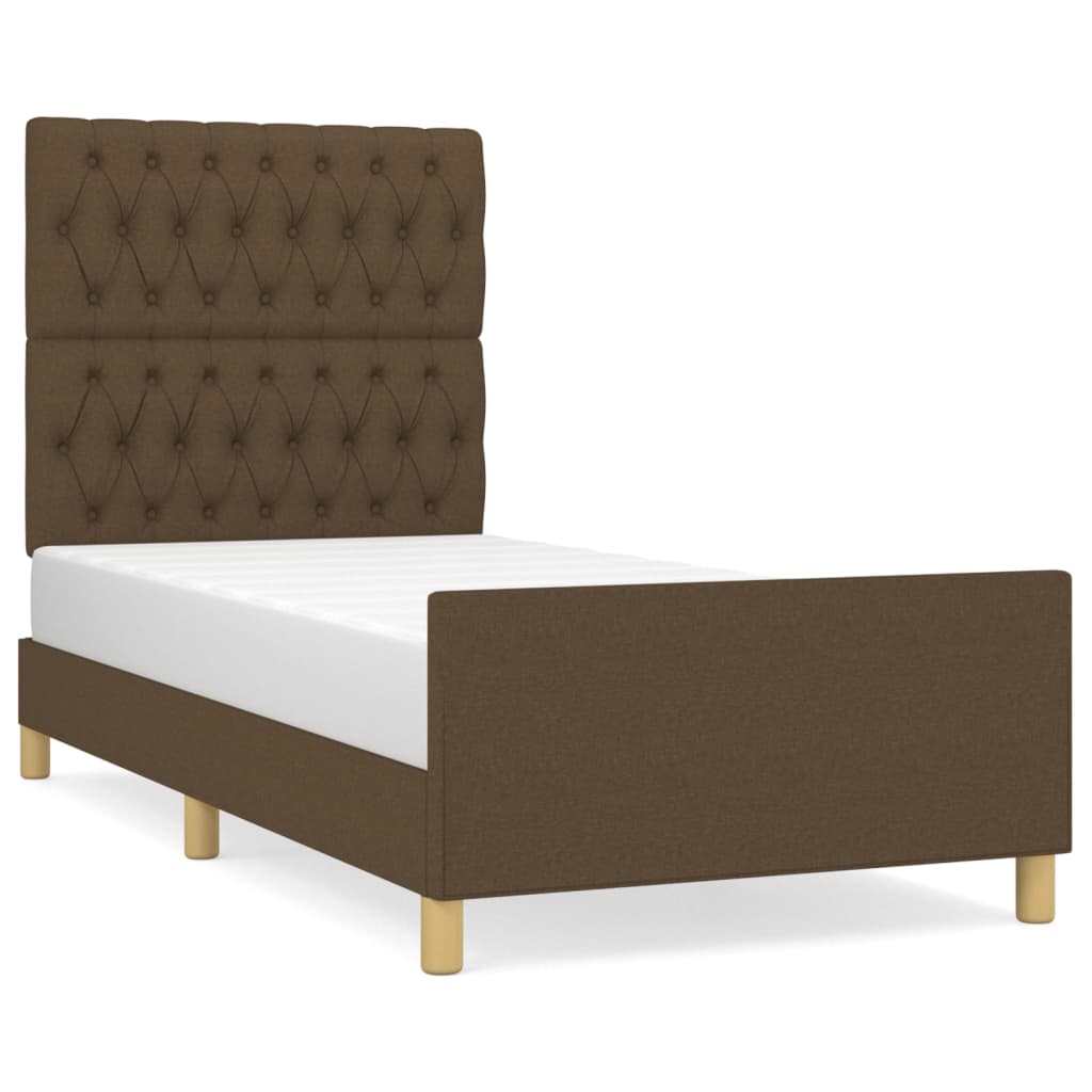 Bedframe met hoofdeinde stof donkerbruin 100x200 cm Bedden & bedframes | Creëer jouw Trendy Thuis | Gratis bezorgd & Retour | Trendy.nl