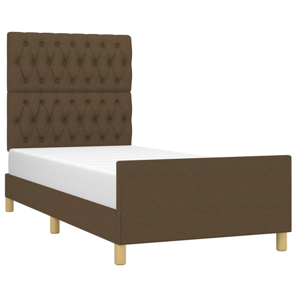 Bedframe met hoofdeinde stof donkerbruin 100x200 cm Bedden & bedframes | Creëer jouw Trendy Thuis | Gratis bezorgd & Retour | Trendy.nl