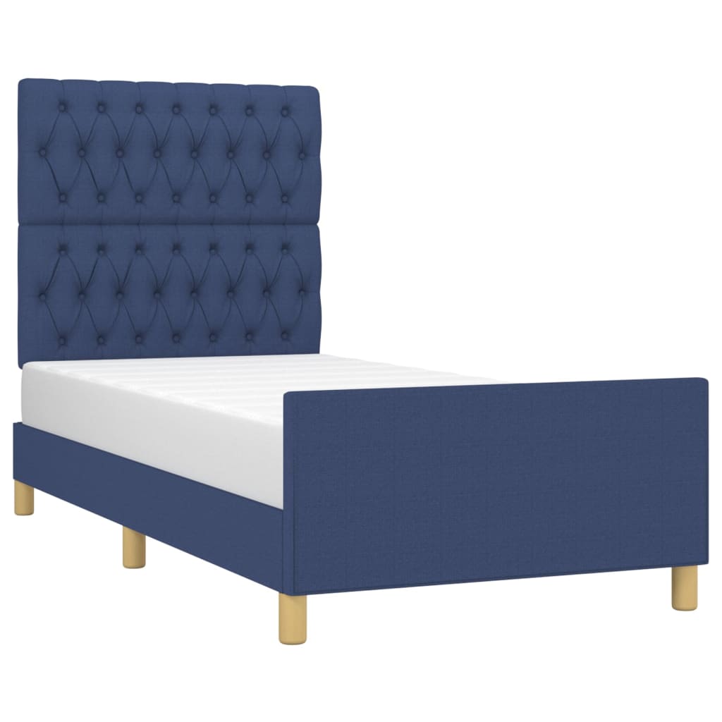 Bedframe met hoofdeinde stof blauw 100x200 cm Bedden & bedframes | Creëer jouw Trendy Thuis | Gratis bezorgd & Retour | Trendy.nl