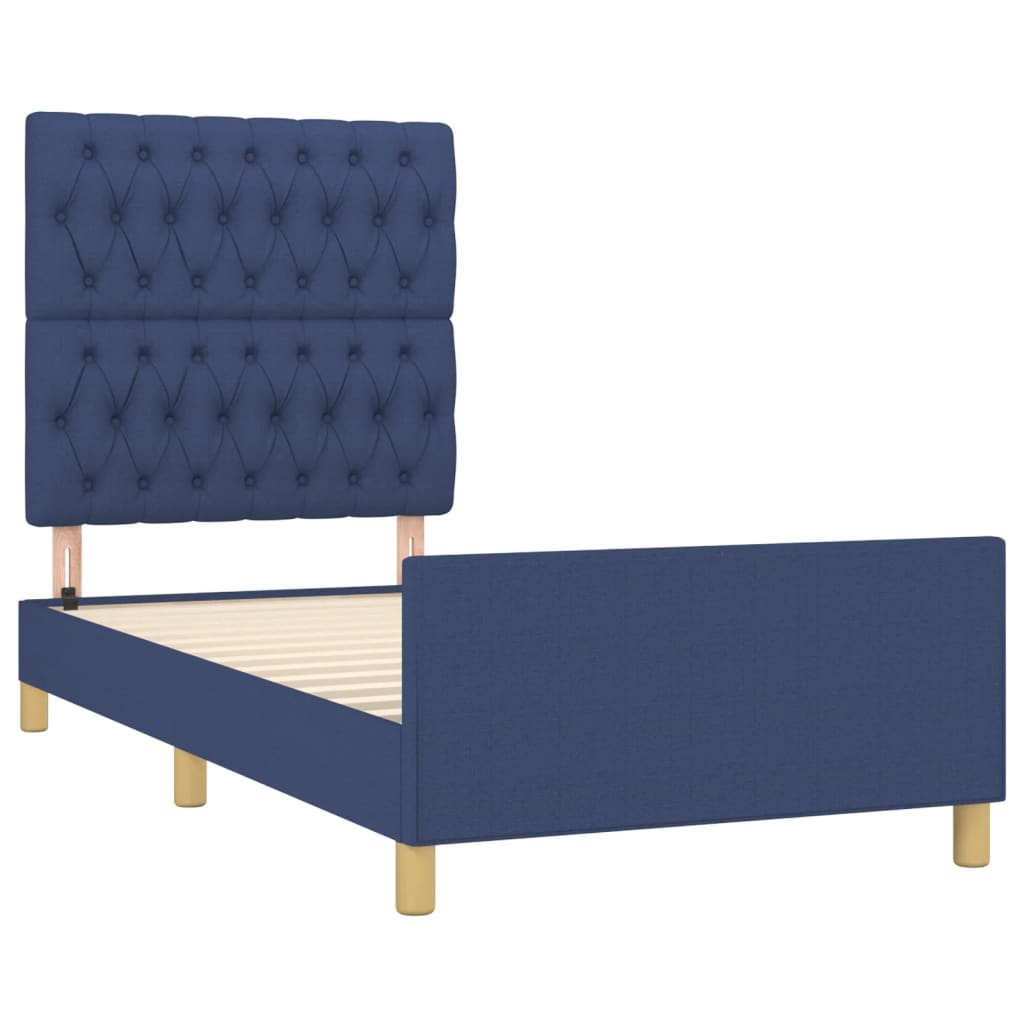 Bedframe met hoofdeinde stof blauw 100x200 cm Bedden & bedframes | Creëer jouw Trendy Thuis | Gratis bezorgd & Retour | Trendy.nl