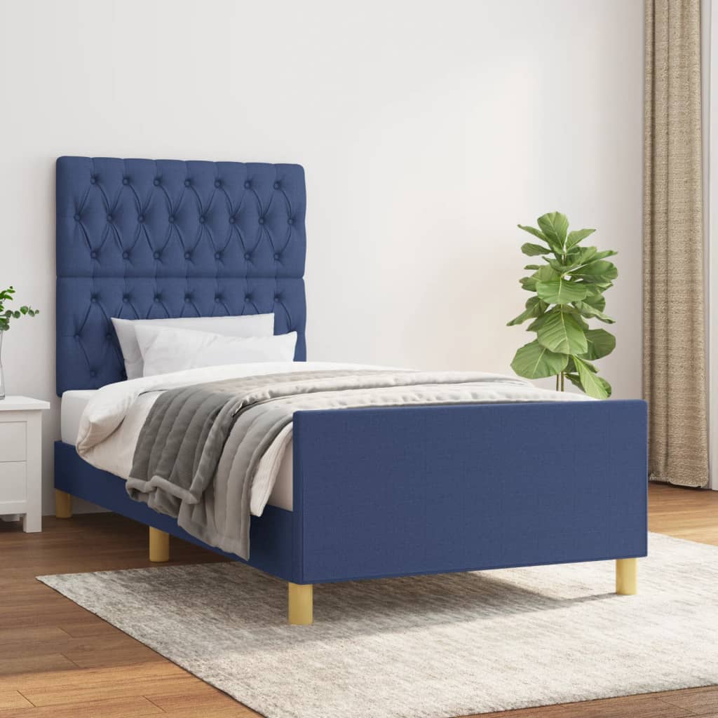 Bedframe met hoofdeinde stof blauw 100x200 cm Bedden & bedframes | Creëer jouw Trendy Thuis | Gratis bezorgd & Retour | Trendy.nl