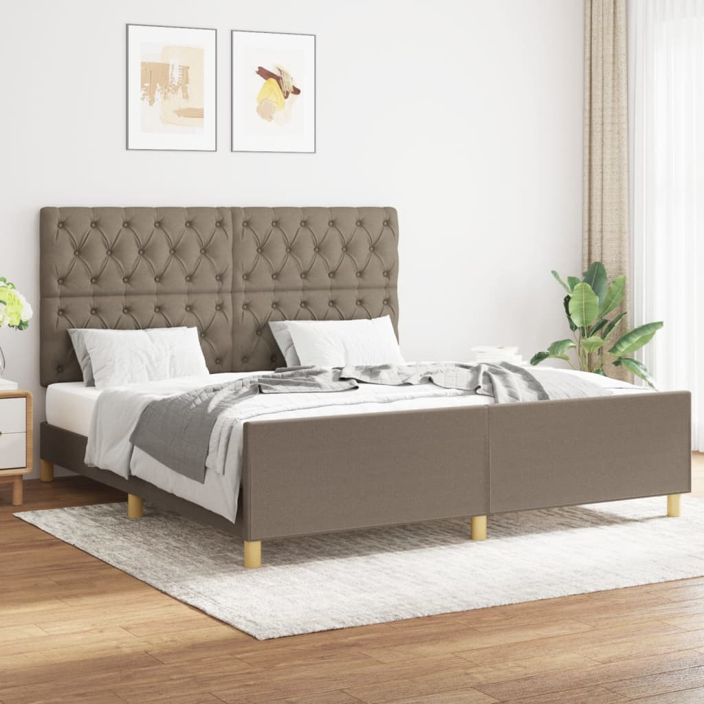 Bedframe met hoofdeinde stof taupe 160x200 cm Bedden & bedframes | Creëer jouw Trendy Thuis | Gratis bezorgd & Retour | Trendy.nl