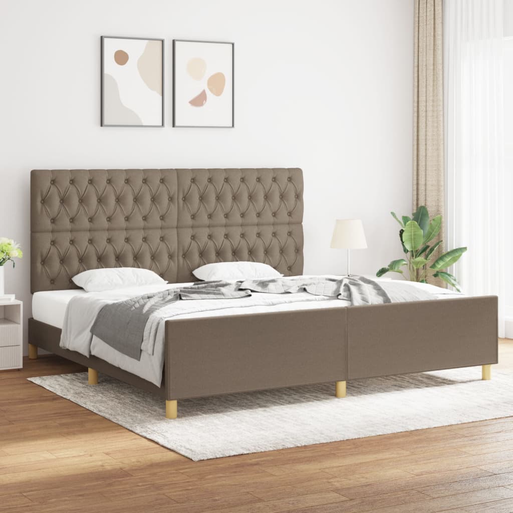 Bedframe met hoofdeinde stof taupe 200x200 cm Bedden & bedframes | Creëer jouw Trendy Thuis | Gratis bezorgd & Retour | Trendy.nl