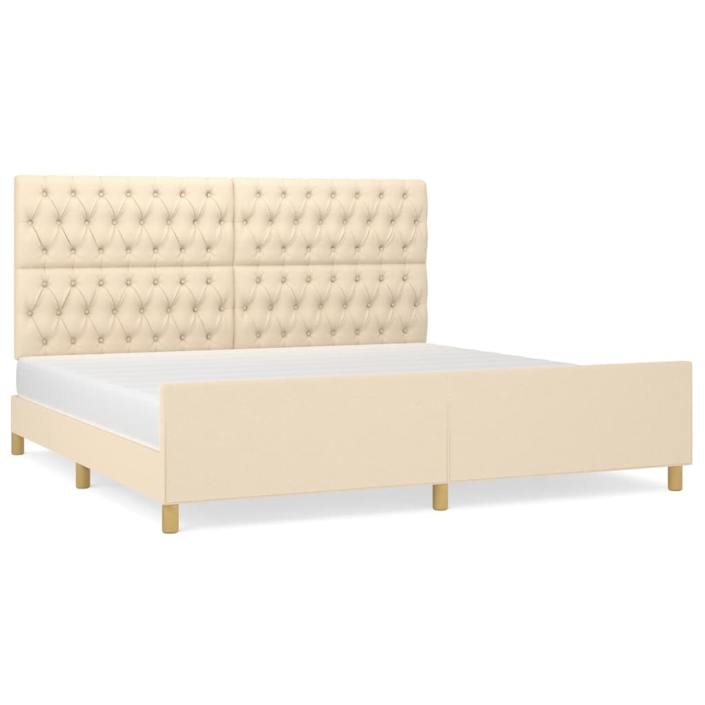 Bedframe met hoofdeinde stof crèmekleurig 200x200 cm Bedden & bedframes | Creëer jouw Trendy Thuis | Gratis bezorgd & Retour | Trendy.nl