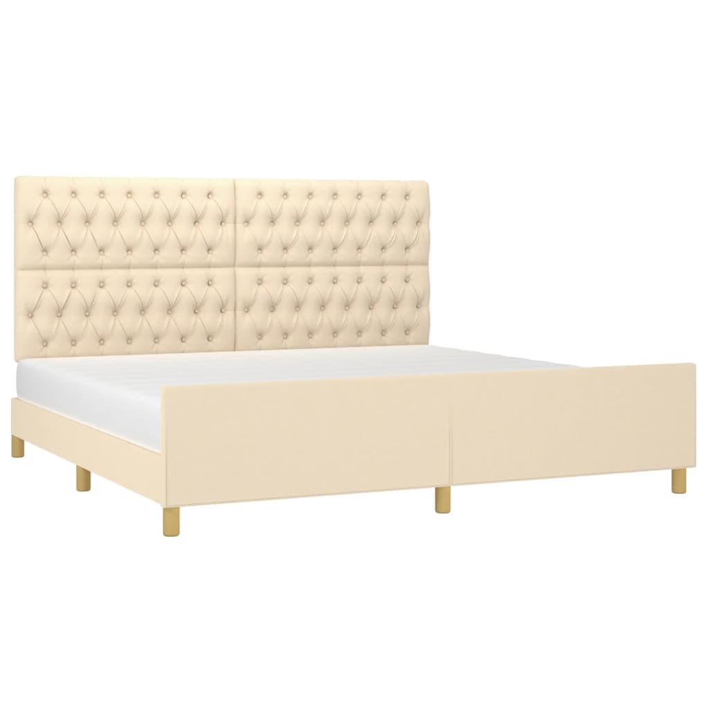 Bedframe met hoofdeinde stof crèmekleurig 200x200 cm Bedden & bedframes | Creëer jouw Trendy Thuis | Gratis bezorgd & Retour | Trendy.nl