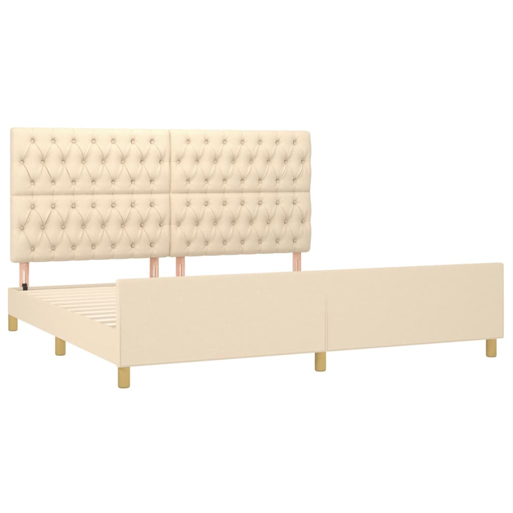 Bedframe met hoofdeinde stof crèmekleurig 200x200 cm Bedden & bedframes | Creëer jouw Trendy Thuis | Gratis bezorgd & Retour | Trendy.nl