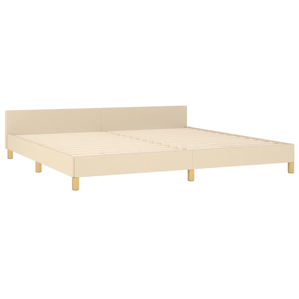 Bedframe met hoofdeinde stof crèmekleurig 200x200 cm Bedden & bedframes | Creëer jouw Trendy Thuis | Gratis bezorgd & Retour | Trendy.nl