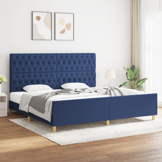 Bedframe met hoofdeinde stof blauw 200x200 cm Bedden & bedframes | Creëer jouw Trendy Thuis | Gratis bezorgd & Retour | Trendy.nl