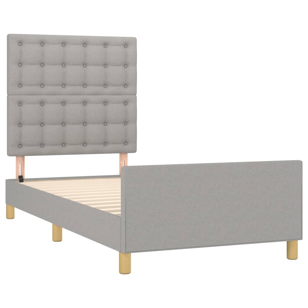 Bedframe met hoofdbord stof lichtgrijs 80x200 cm Bedden & bedframes | Creëer jouw Trendy Thuis | Gratis bezorgd & Retour | Trendy.nl