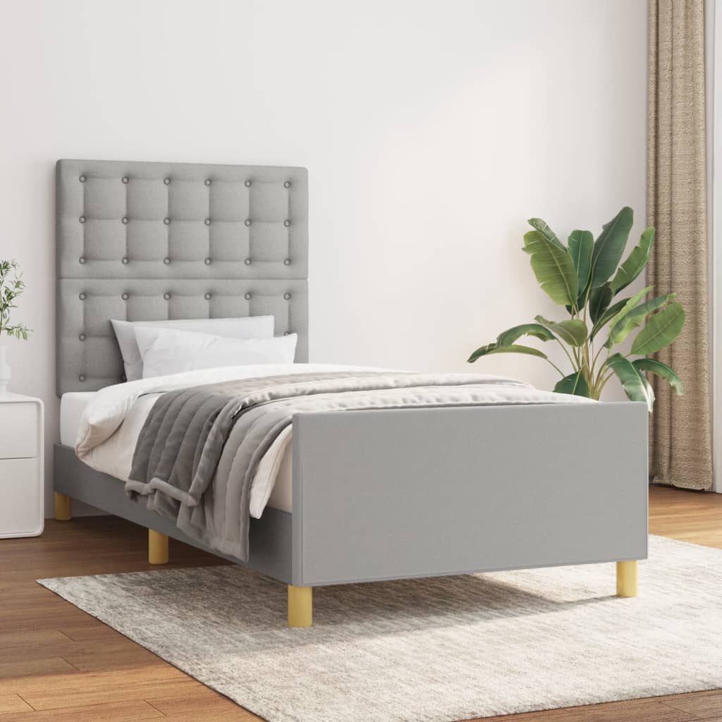 Bedframe met hoofdbord stof lichtgrijs 80x200 cm Bedden & bedframes | Creëer jouw Trendy Thuis | Gratis bezorgd & Retour | Trendy.nl