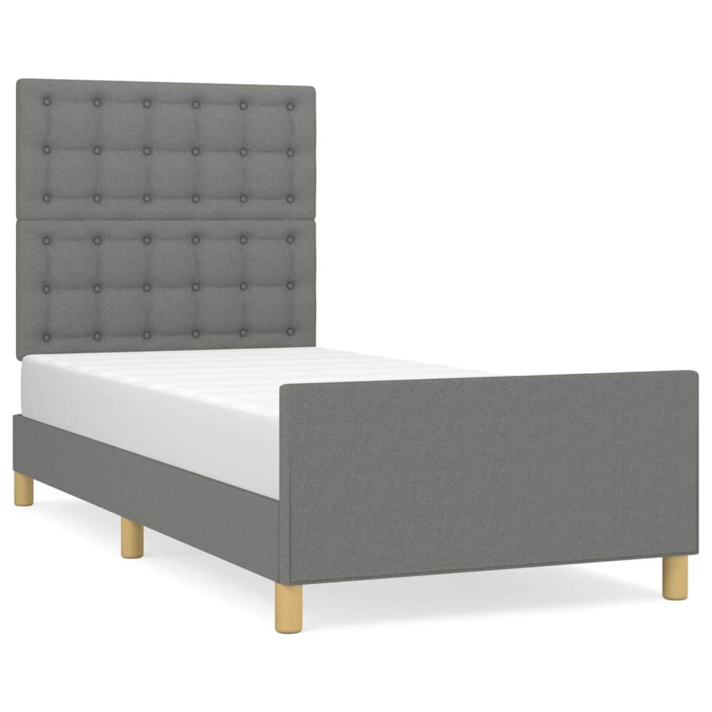 Bedframe met hoofdbord stof donkergrijs 80x200 cm Bedden & bedframes | Creëer jouw Trendy Thuis | Gratis bezorgd & Retour | Trendy.nl