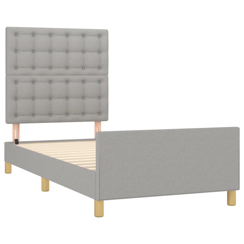 Bedframe met hoofdeinde stof lichtgrijs 90x190 cm Bedden & bedframes | Creëer jouw Trendy Thuis | Gratis bezorgd & Retour | Trendy.nl