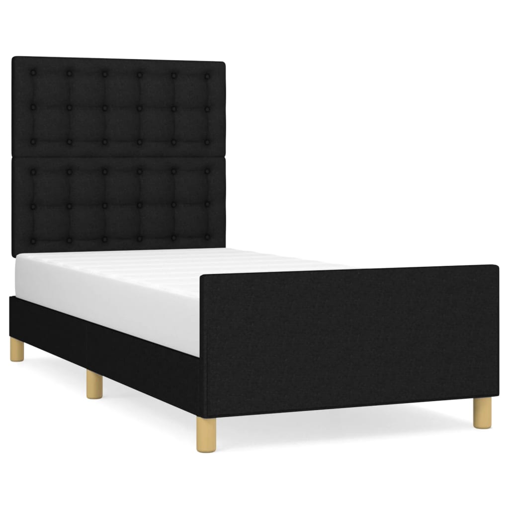 Bedframe met hoofdeinde stof zwart 90x190 cm Bedden & bedframes | Creëer jouw Trendy Thuis | Gratis bezorgd & Retour | Trendy.nl