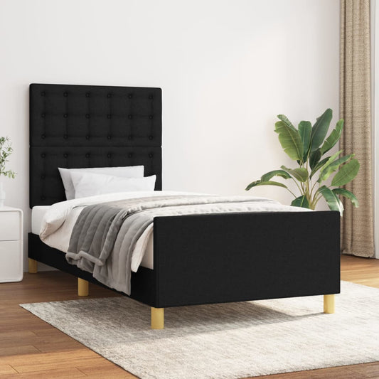 Bedframe met hoofdeinde stof zwart 90x190 cm Bedden & bedframes | Creëer jouw Trendy Thuis | Gratis bezorgd & Retour | Trendy.nl