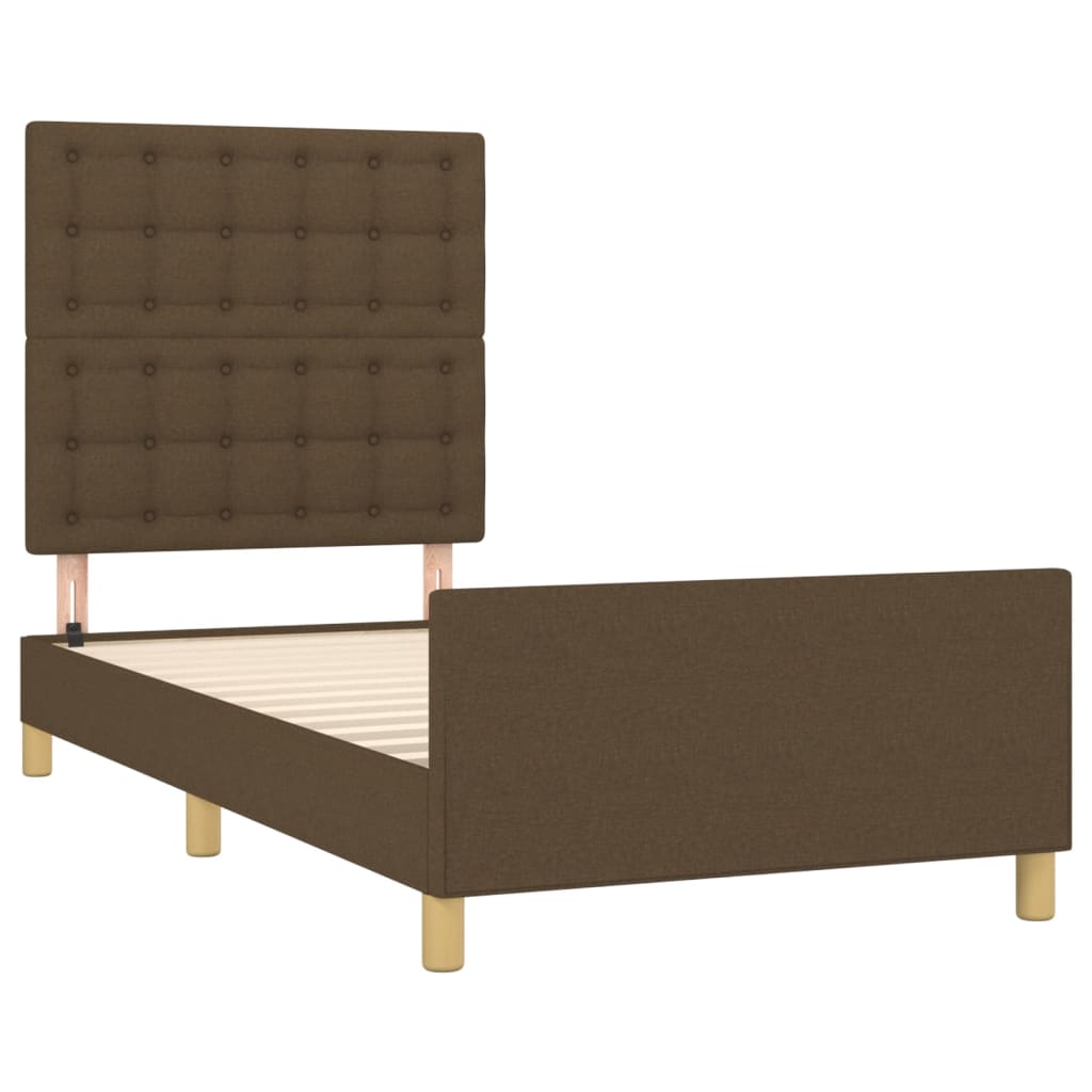 Bedframe met hoofdeinde stof donkerbruin 90x190 cm Bedden & bedframes | Creëer jouw Trendy Thuis | Gratis bezorgd & Retour | Trendy.nl