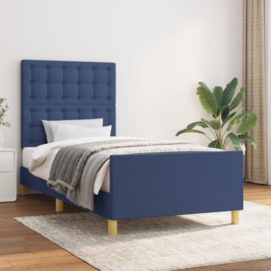 Bedframe met hoofdeinde stof blauw 90x190 cm Bedden & bedframes | Creëer jouw Trendy Thuis | Gratis bezorgd & Retour | Trendy.nl