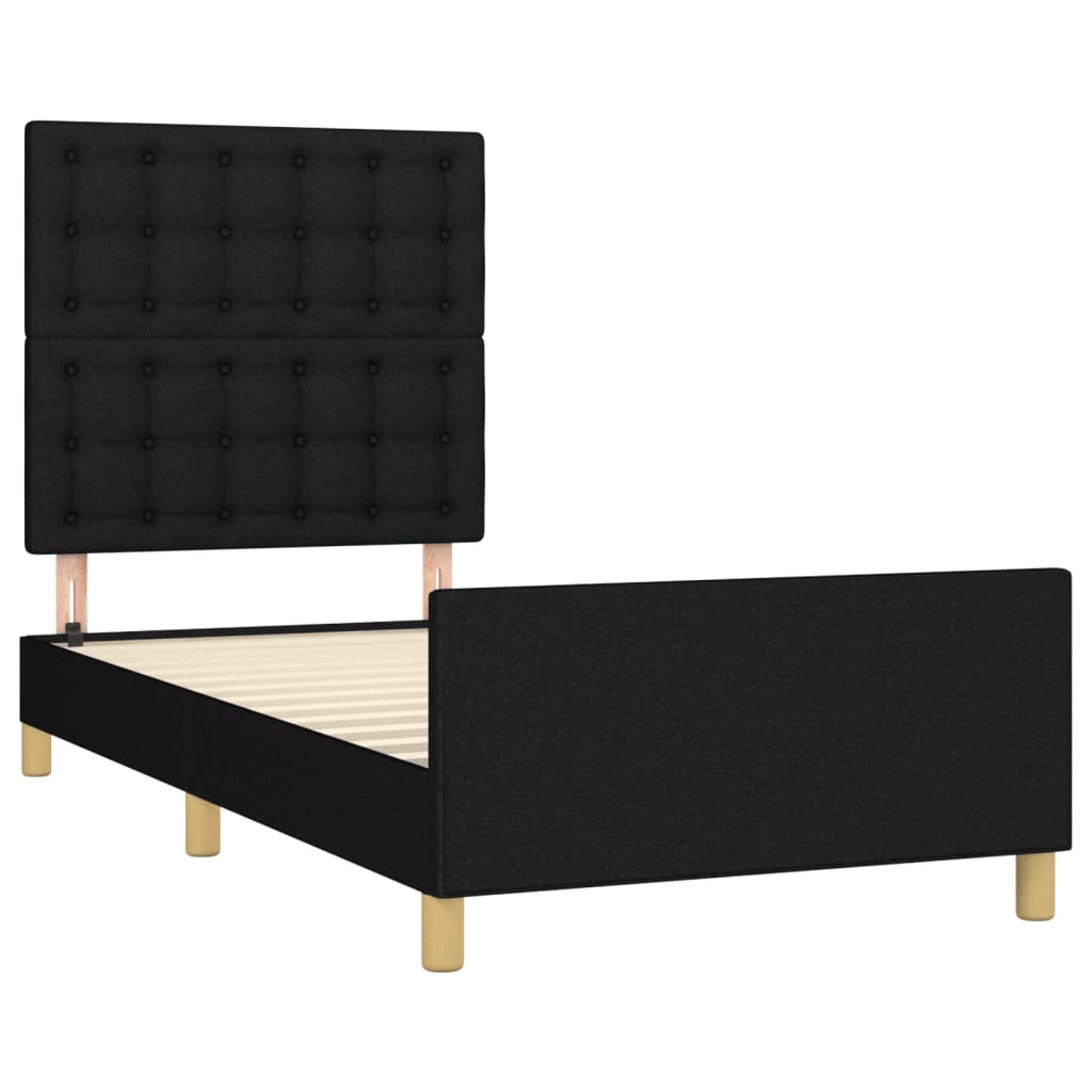 Bedframe met hoofdeinde stof zwart 90x200 cm Bedden & bedframes | Creëer jouw Trendy Thuis | Gratis bezorgd & Retour | Trendy.nl