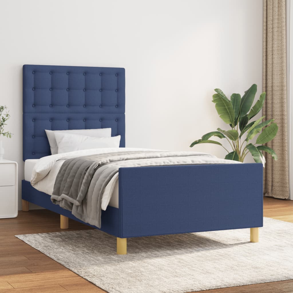 Bedframe met hoofdeinde stof blauw 90x200 cm Bedden & bedframes | Creëer jouw Trendy Thuis | Gratis bezorgd & Retour | Trendy.nl