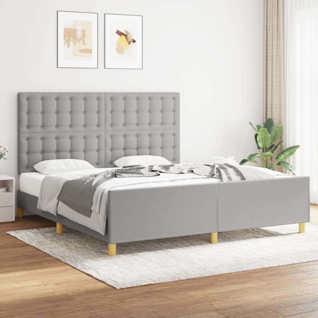 Bedframe met hoofdeinde stof lichtgrijs 180x200 cm Bedden & bedframes | Creëer jouw Trendy Thuis | Gratis bezorgd & Retour | Trendy.nl