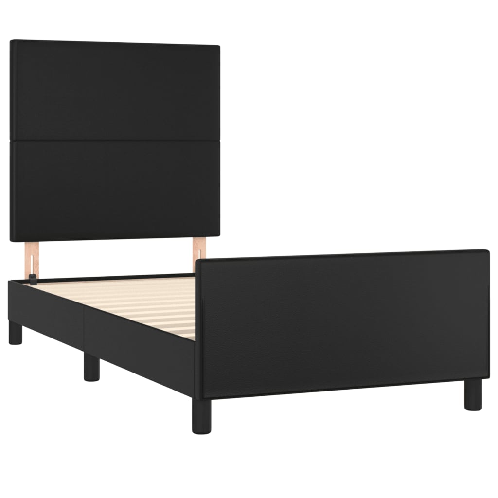 Bedframe met hoofdbord kunstleer zwart 80x200 cm Bedden & bedframes | Creëer jouw Trendy Thuis | Gratis bezorgd & Retour | Trendy.nl