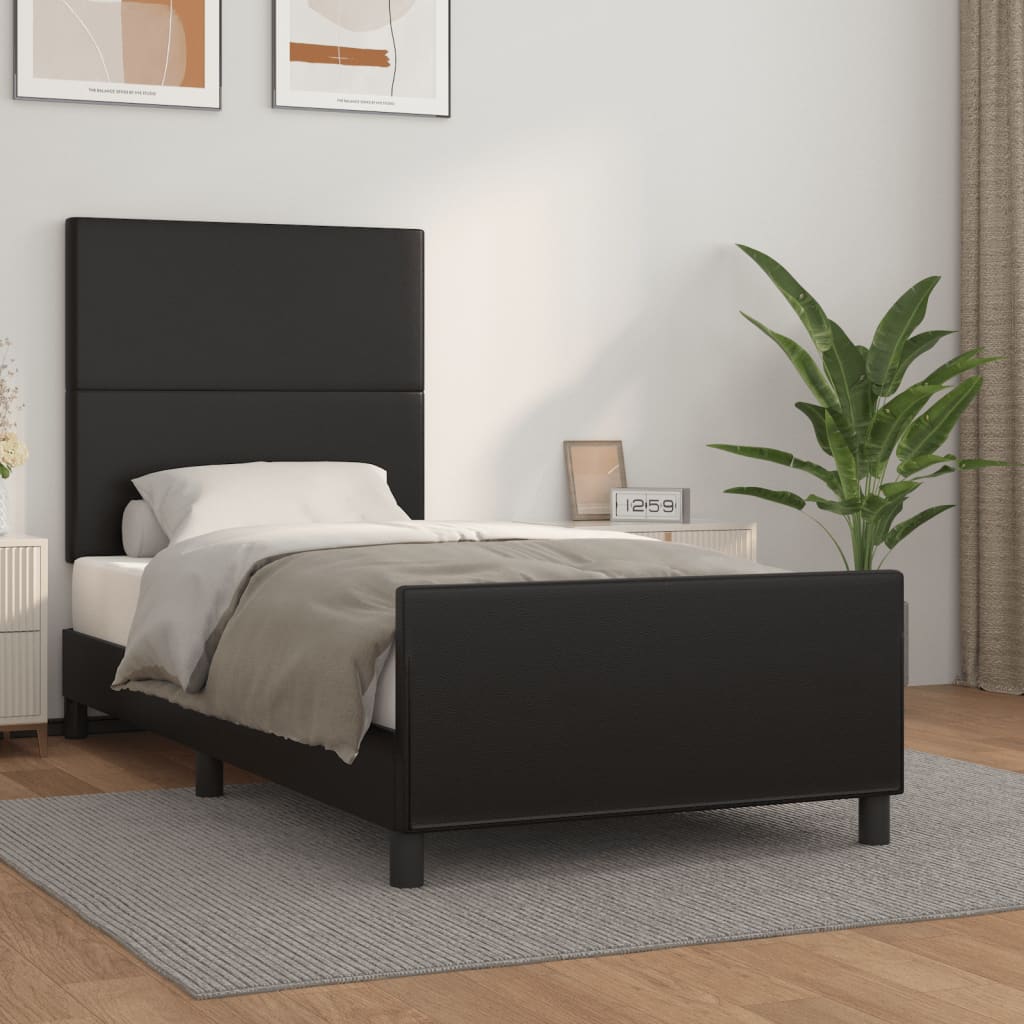 Bedframe met hoofdbord kunstleer zwart 80x200 cm Bedden & bedframes | Creëer jouw Trendy Thuis | Gratis bezorgd & Retour | Trendy.nl