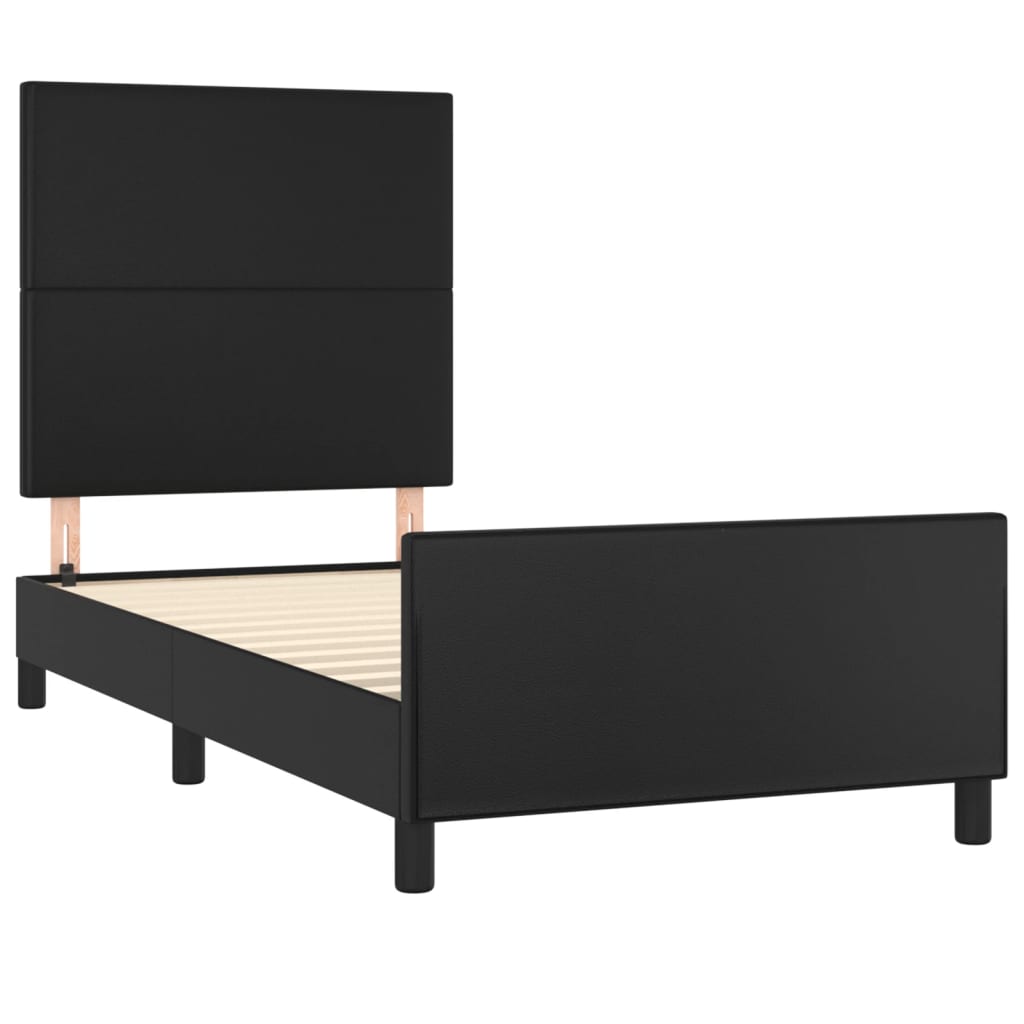 Bedframe met hoofdbord kunstleer zwart 90x190 cm Bedden & bedframes | Creëer jouw Trendy Thuis | Gratis bezorgd & Retour | Trendy.nl