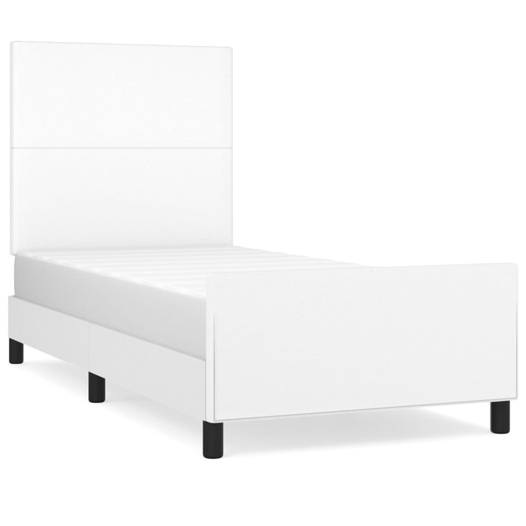 Bedframe met hoofdbord kunstleer wit 90x190 cm Bedden & bedframes | Creëer jouw Trendy Thuis | Gratis bezorgd & Retour | Trendy.nl