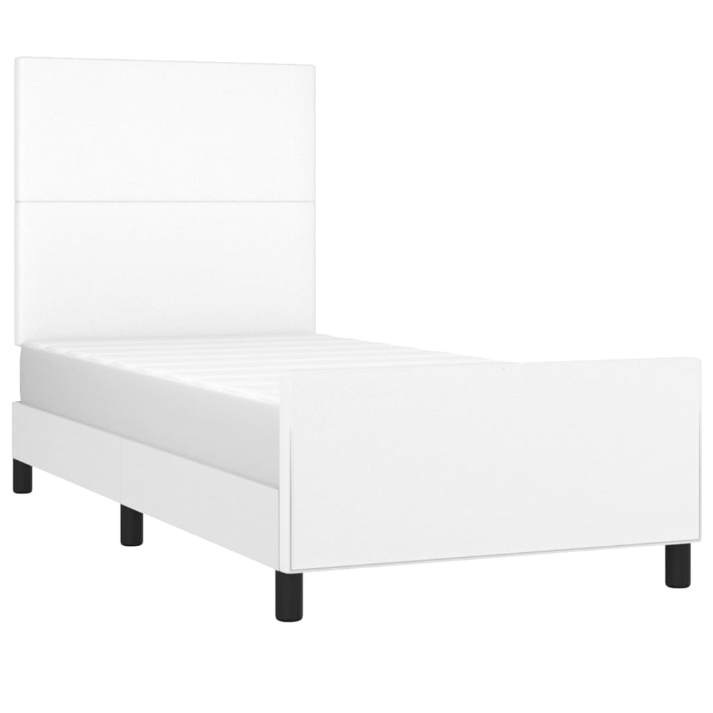 Bedframe met hoofdbord kunstleer wit 90x190 cm Bedden & bedframes | Creëer jouw Trendy Thuis | Gratis bezorgd & Retour | Trendy.nl