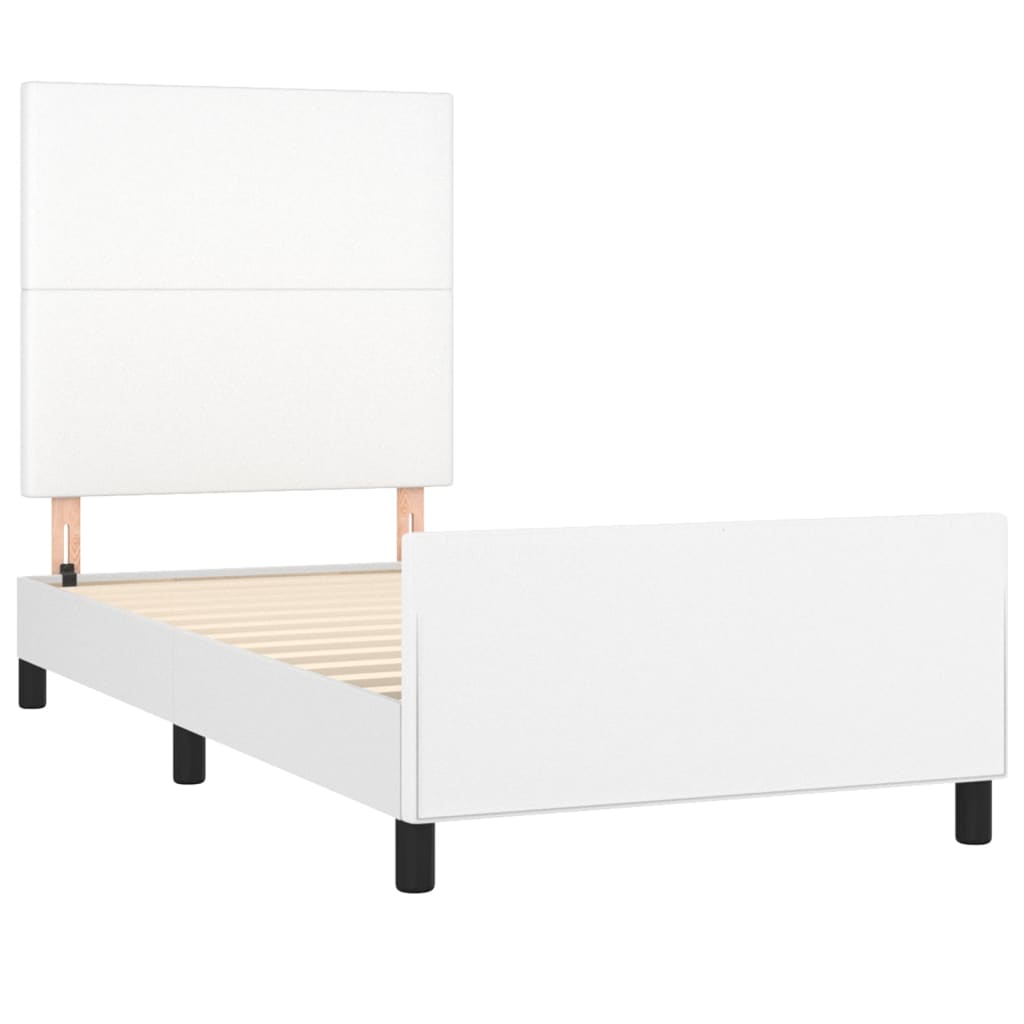 Bedframe met hoofdbord kunstleer wit 90x190 cm Bedden & bedframes | Creëer jouw Trendy Thuis | Gratis bezorgd & Retour | Trendy.nl