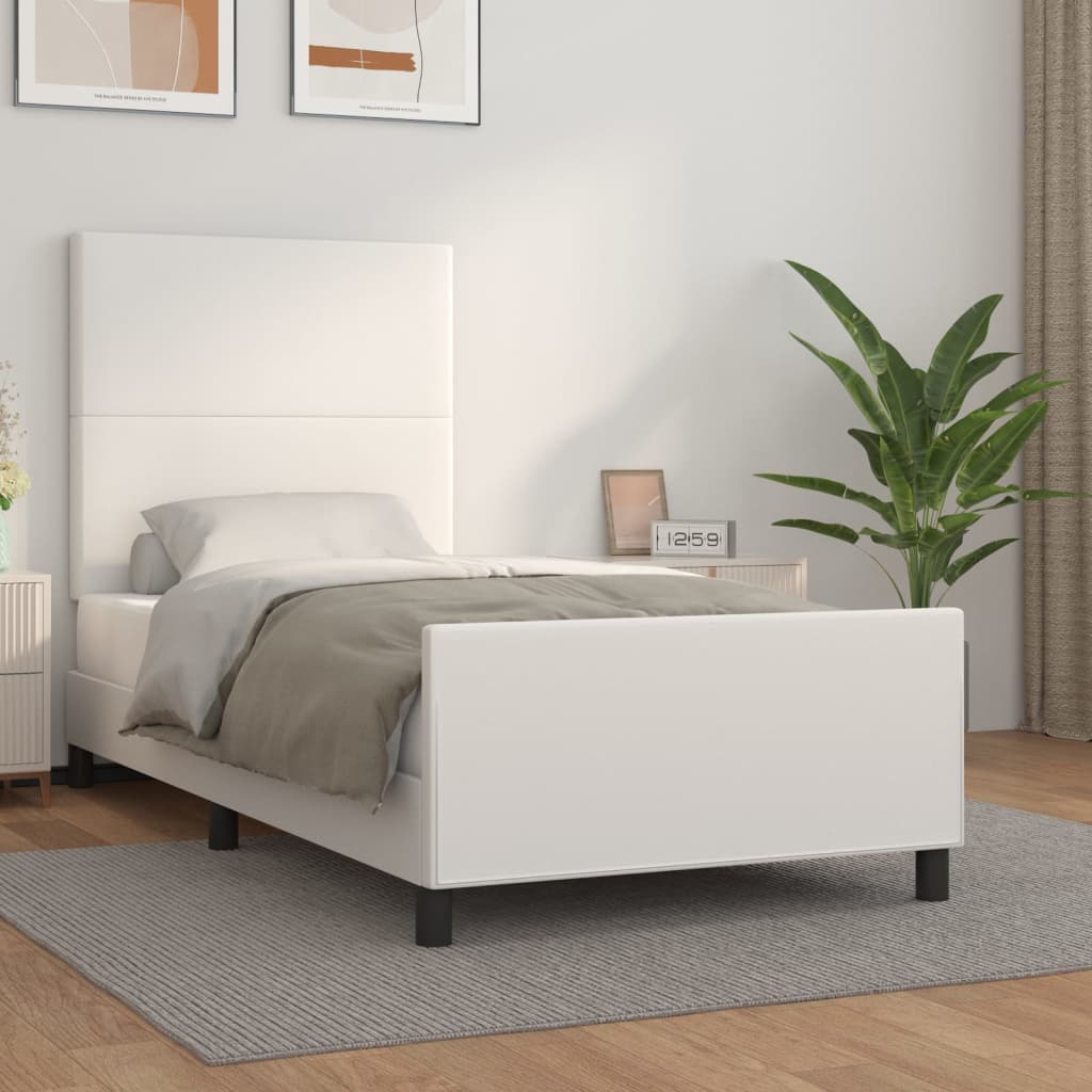 Bedframe met hoofdbord kunstleer wit 90x190 cm Bedden & bedframes | Creëer jouw Trendy Thuis | Gratis bezorgd & Retour | Trendy.nl