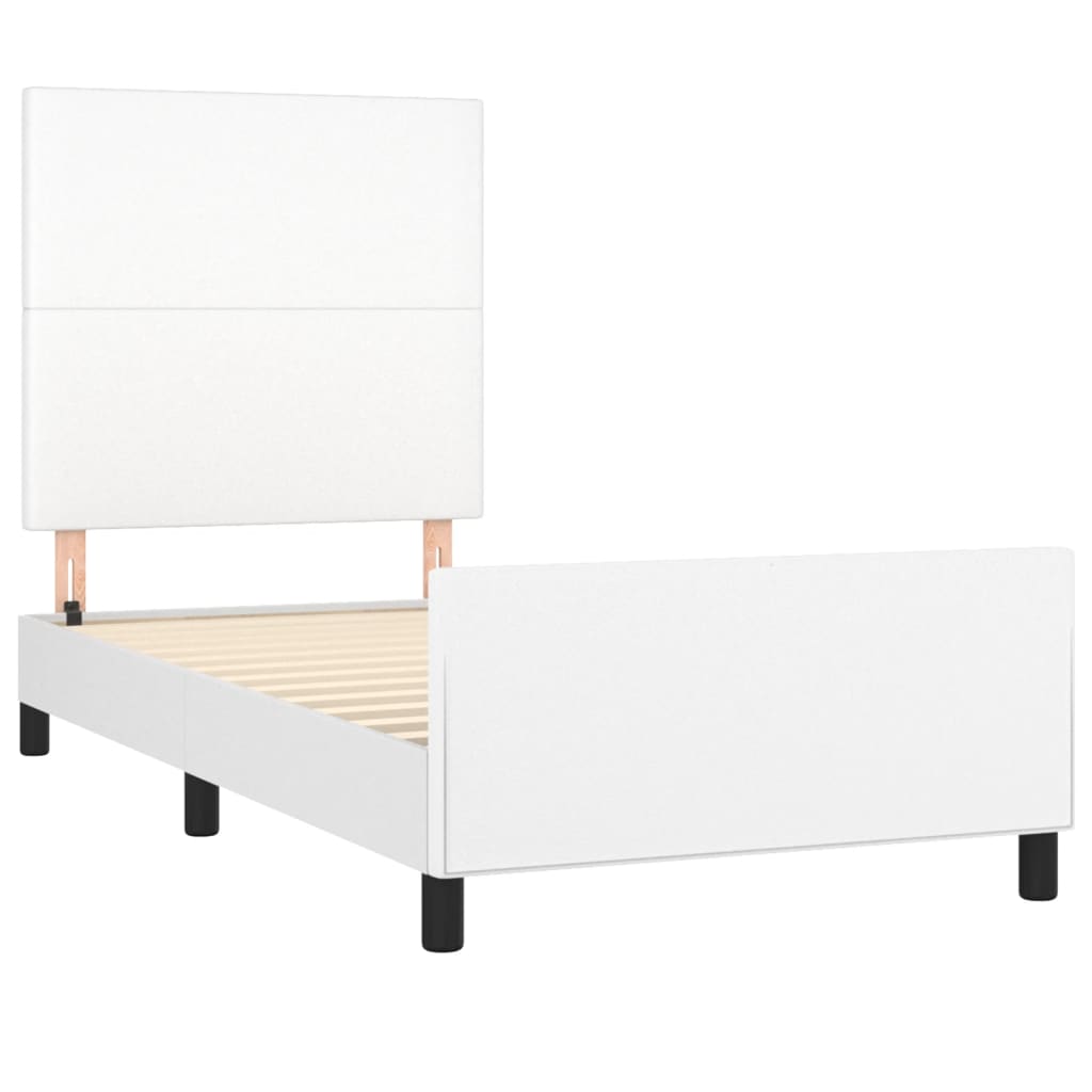 Bedframe met hoofdbord kunstleer wit 90x200 cm Bedden & bedframes | Creëer jouw Trendy Thuis | Gratis bezorgd & Retour | Trendy.nl