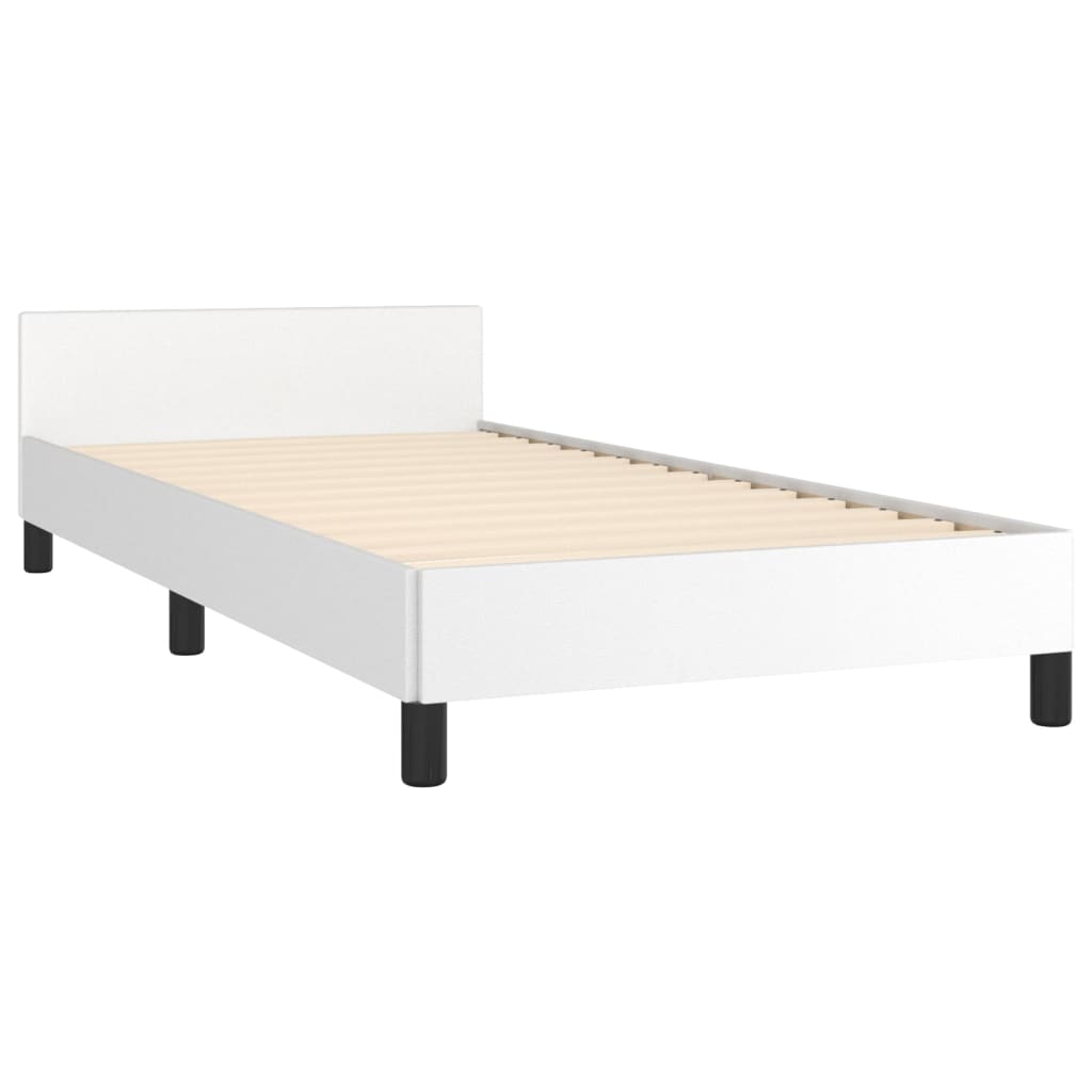 Bedframe met hoofdbord kunstleer wit 90x200 cm Bedden & bedframes | Creëer jouw Trendy Thuis | Gratis bezorgd & Retour | Trendy.nl