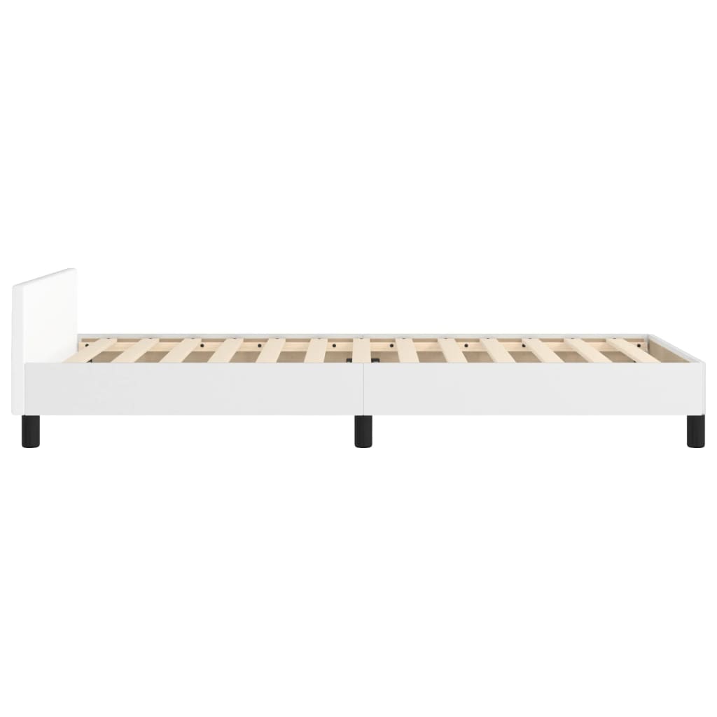 Bedframe met hoofdbord kunstleer wit 90x200 cm Bedden & bedframes | Creëer jouw Trendy Thuis | Gratis bezorgd & Retour | Trendy.nl