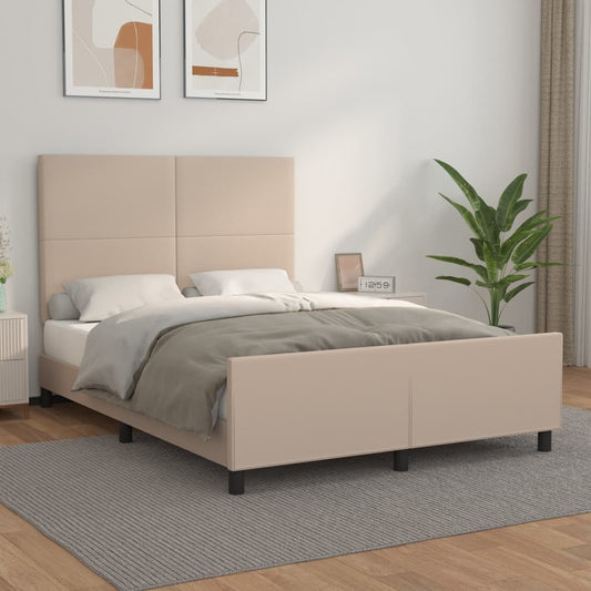 Bedframe met hoofdbord kunstleer cappucinnokleurig 140x190 cm Bedden & bedframes | Creëer jouw Trendy Thuis | Gratis bezorgd & Retour | Trendy.nl