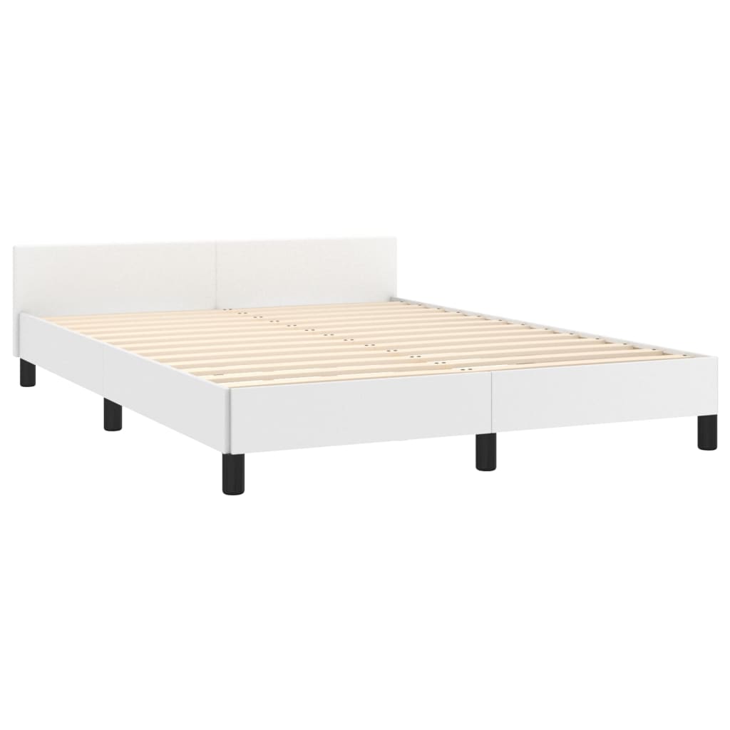 Bedframe met hoofdbord kunstleer wit 140x200 cm Bedden & bedframes | Creëer jouw Trendy Thuis | Gratis bezorgd & Retour | Trendy.nl