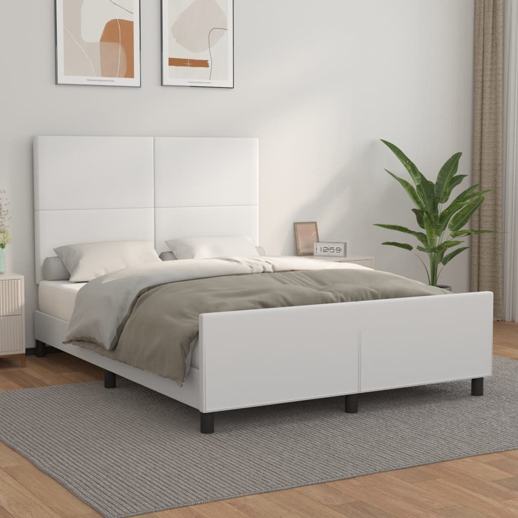 Bedframe met hoofdbord kunstleer wit 140x200 cm Bedden & bedframes | Creëer jouw Trendy Thuis | Gratis bezorgd & Retour | Trendy.nl