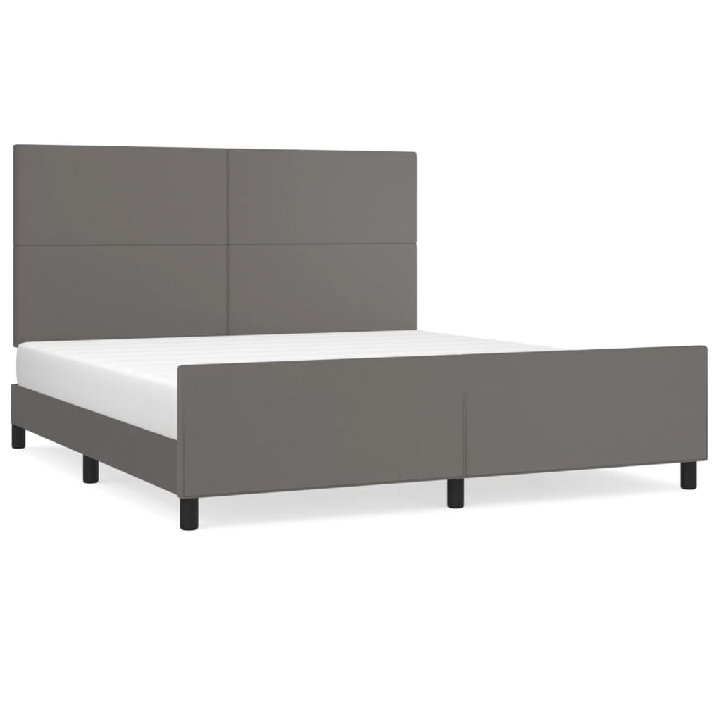 Bedframe met hoofdbord kunstleer grijs 160x200 cm