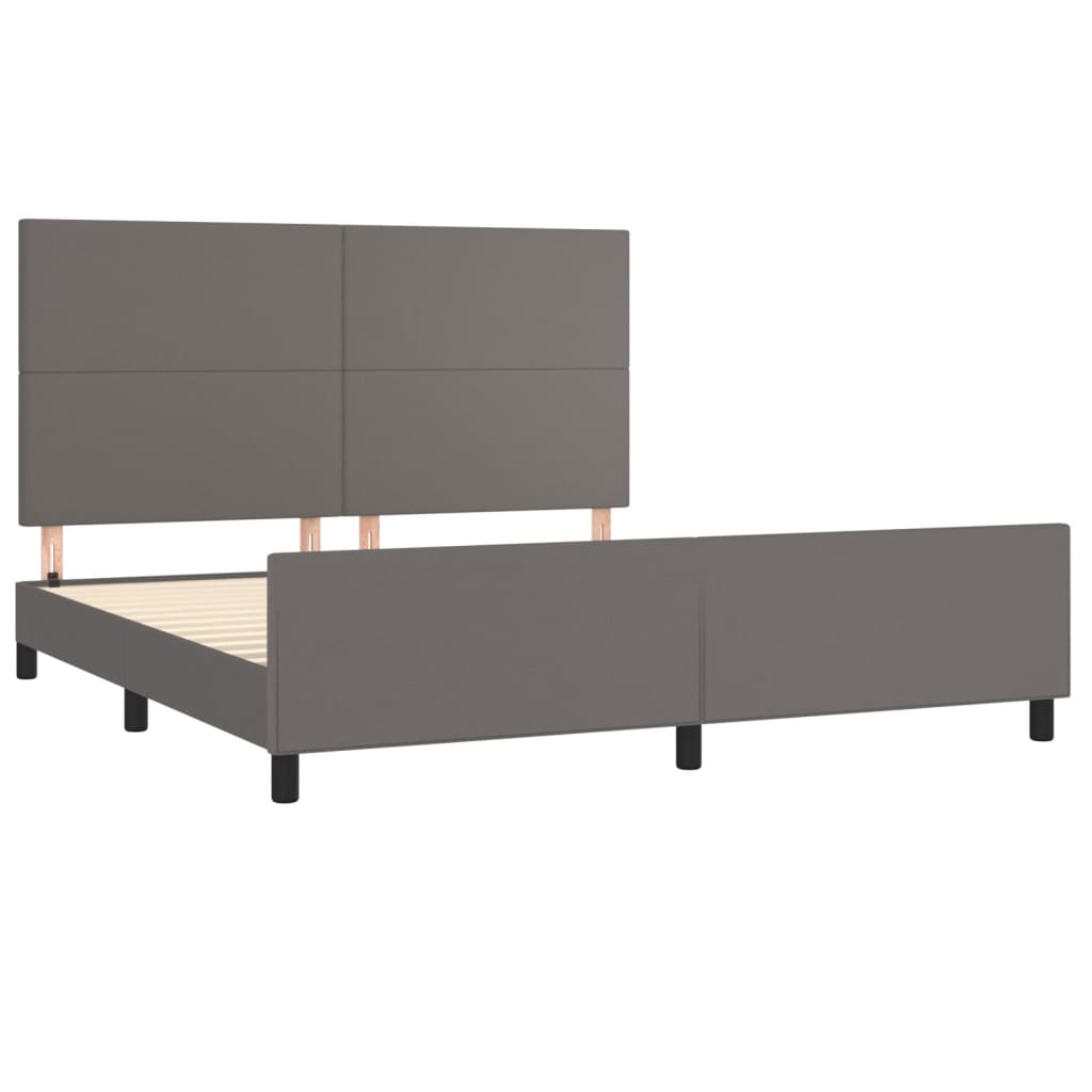 Bedframe met hoofdbord kunstleer grijs 160x200 cm