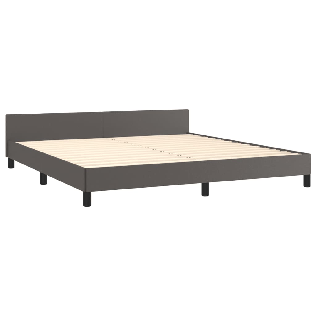 Bedframe met hoofdbord kunstleer grijs 160x200 cm