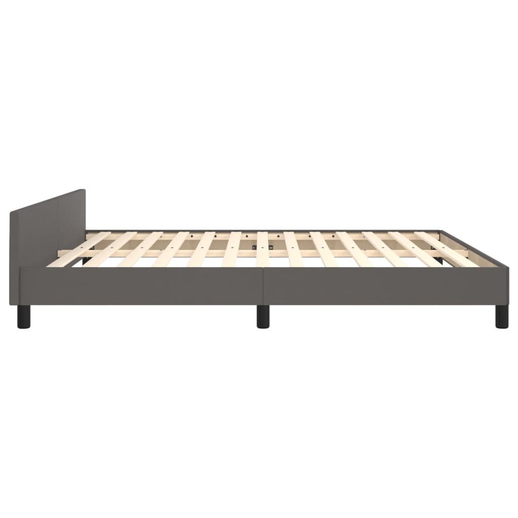 Bedframe met hoofdbord kunstleer grijs 160x200 cm