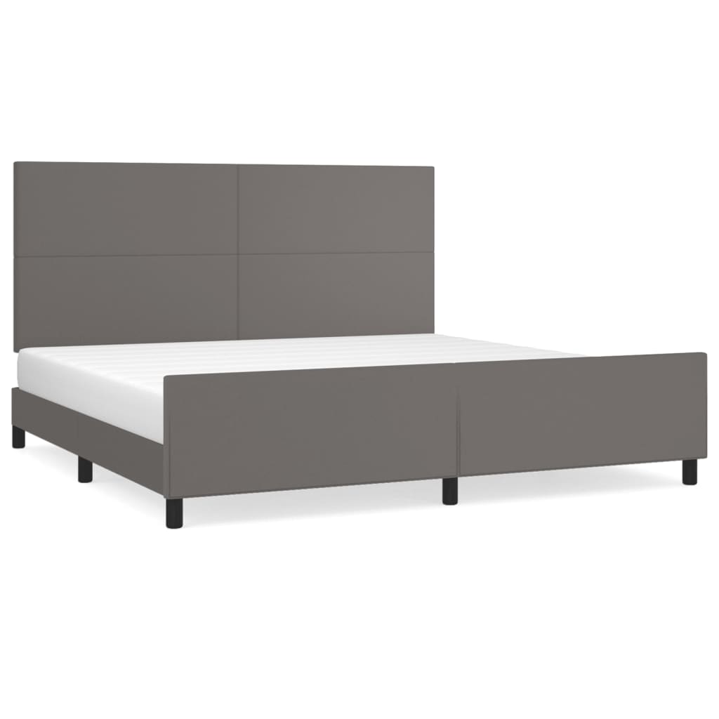 Bedframe met hoofdbord kunstleer grijs 200x200 cm