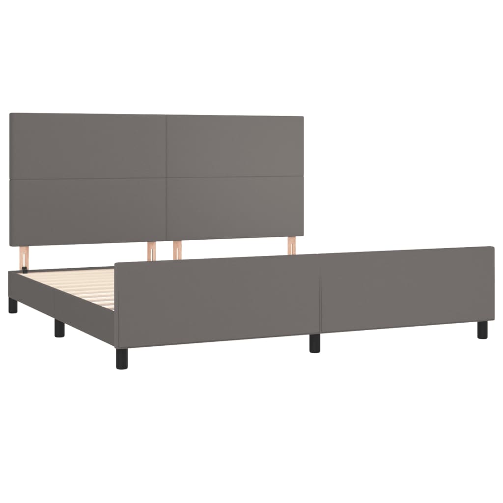 Bedframe met hoofdbord kunstleer grijs 200x200 cm