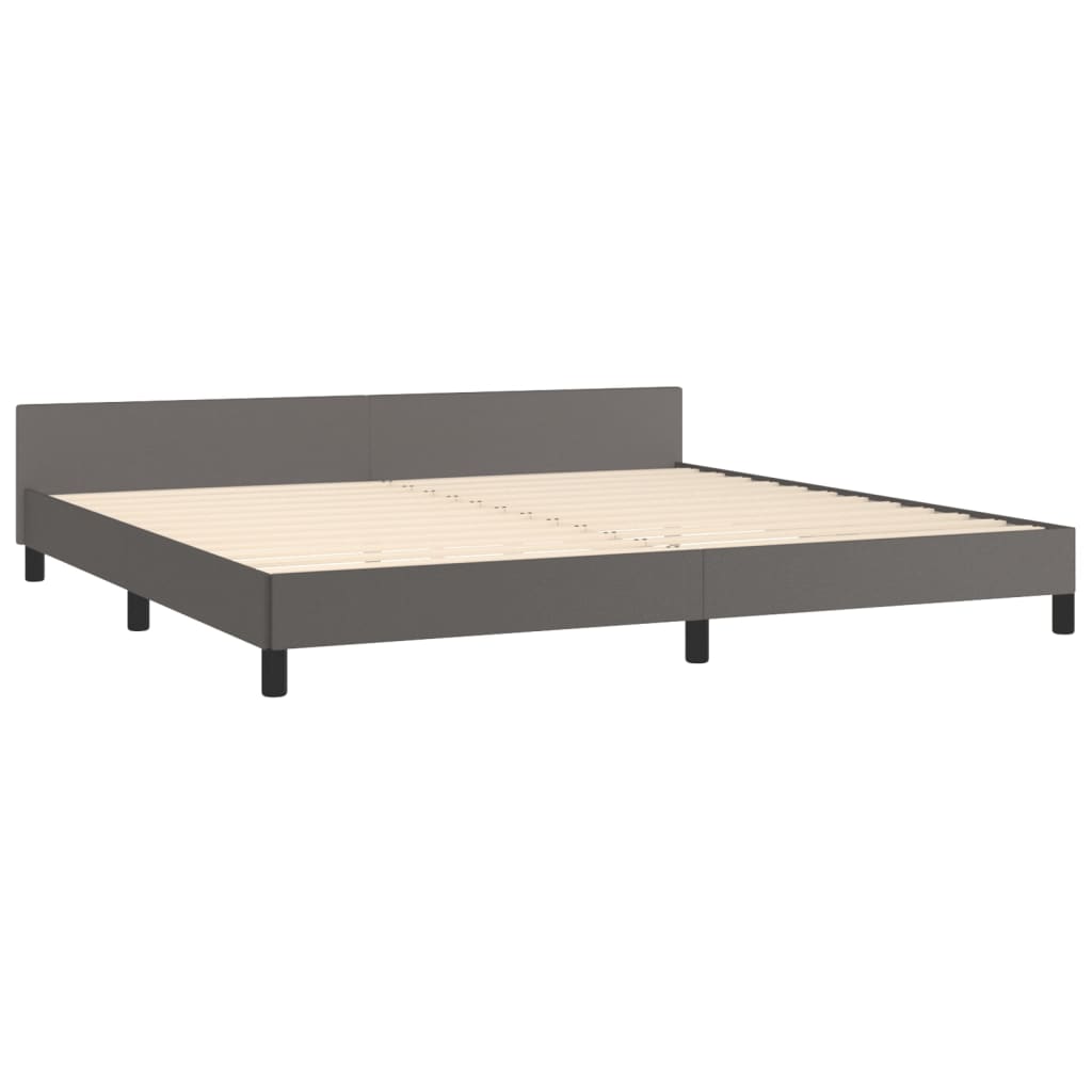 Bedframe met hoofdbord kunstleer grijs 200x200 cm