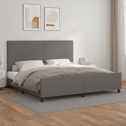 Bedframe met hoofdbord kunstleer grijs 200x200 cm