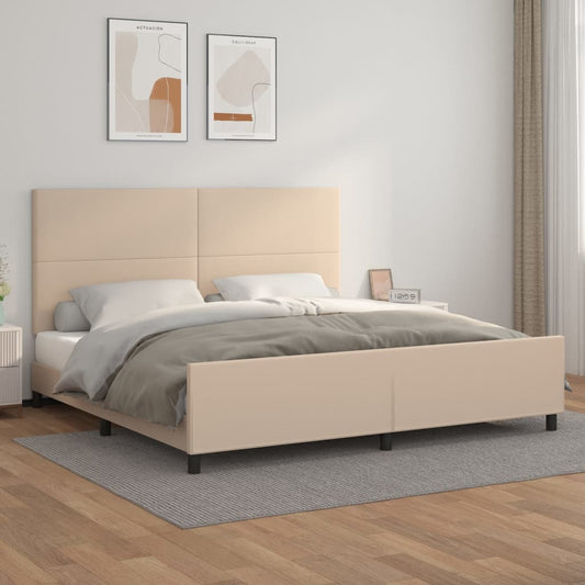 Bedframe met hoofdbord kunstleer cappuccinokleurig 200x200 cm