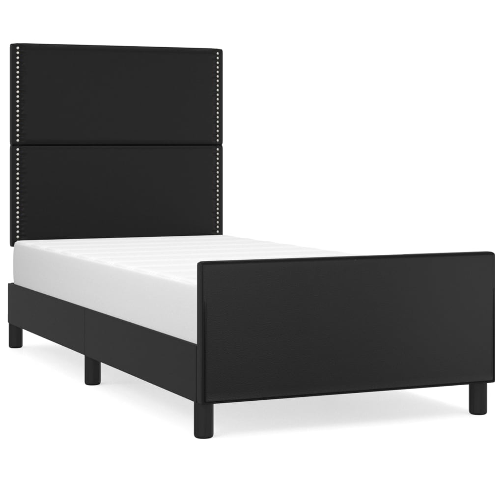 Bedframe met hoofdbord kunstleer zwart 90x190 cm Bedden & bedframes | Creëer jouw Trendy Thuis | Gratis bezorgd & Retour | Trendy.nl