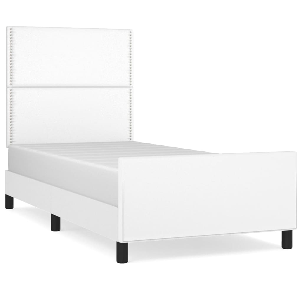 Bedframe met hoofdbord kunstleer wit 90x190 cm Bedden & bedframes | Creëer jouw Trendy Thuis | Gratis bezorgd & Retour | Trendy.nl