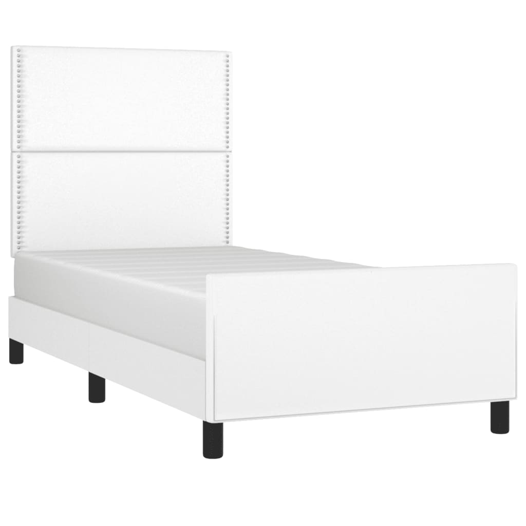 Bedframe met hoofdbord kunstleer wit 90x190 cm Bedden & bedframes | Creëer jouw Trendy Thuis | Gratis bezorgd & Retour | Trendy.nl