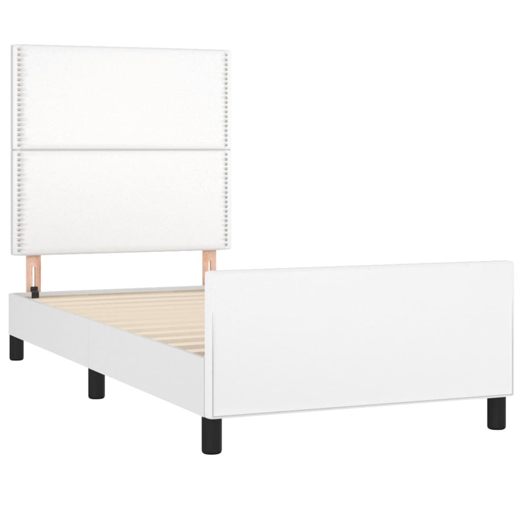 Bedframe met hoofdbord kunstleer wit 90x190 cm Bedden & bedframes | Creëer jouw Trendy Thuis | Gratis bezorgd & Retour | Trendy.nl