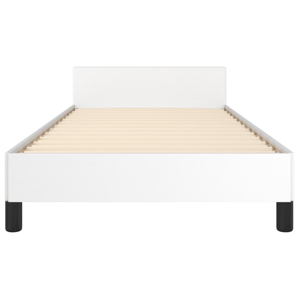 Bedframe met hoofdbord kunstleer wit 90x190 cm Bedden & bedframes | Creëer jouw Trendy Thuis | Gratis bezorgd & Retour | Trendy.nl